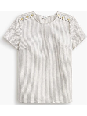 NWT J. Crew Sparkle Striped linen-blend button-shoulder shirt size large